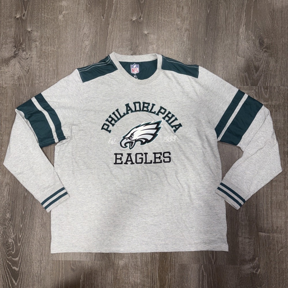 NFL Philadelphia Eagles Long Sleeve Shirt Embroidered Spell Out Birds Size XL